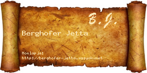 Berghofer Jetta névjegykártya